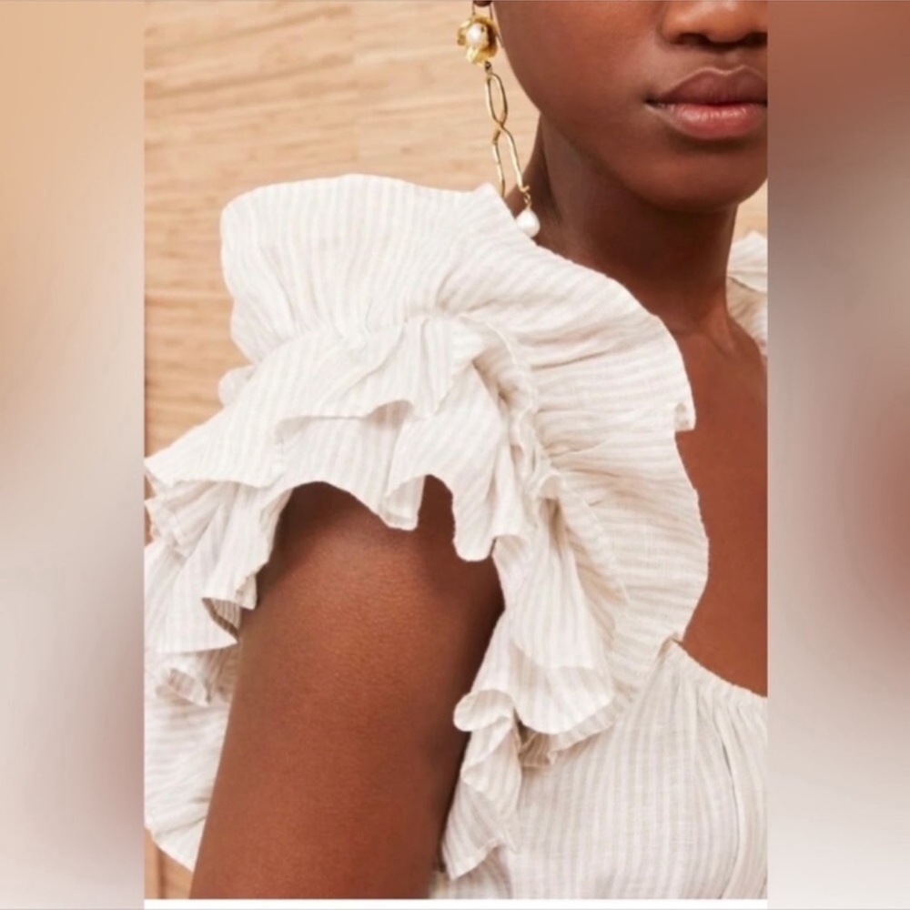Ulla Johnson White Ruffled-Sleeve Midi Dress - Picture 4 of 10